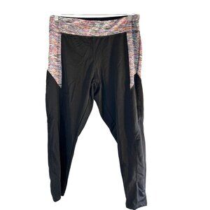 Take A Walk Womens Leggings Ankle Black Multi Trim Size 1XL